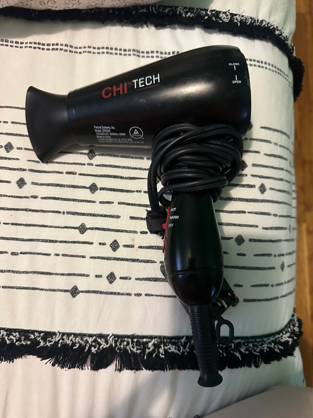 CHI  foldable travel Hair Dryer - Black with Red Accent